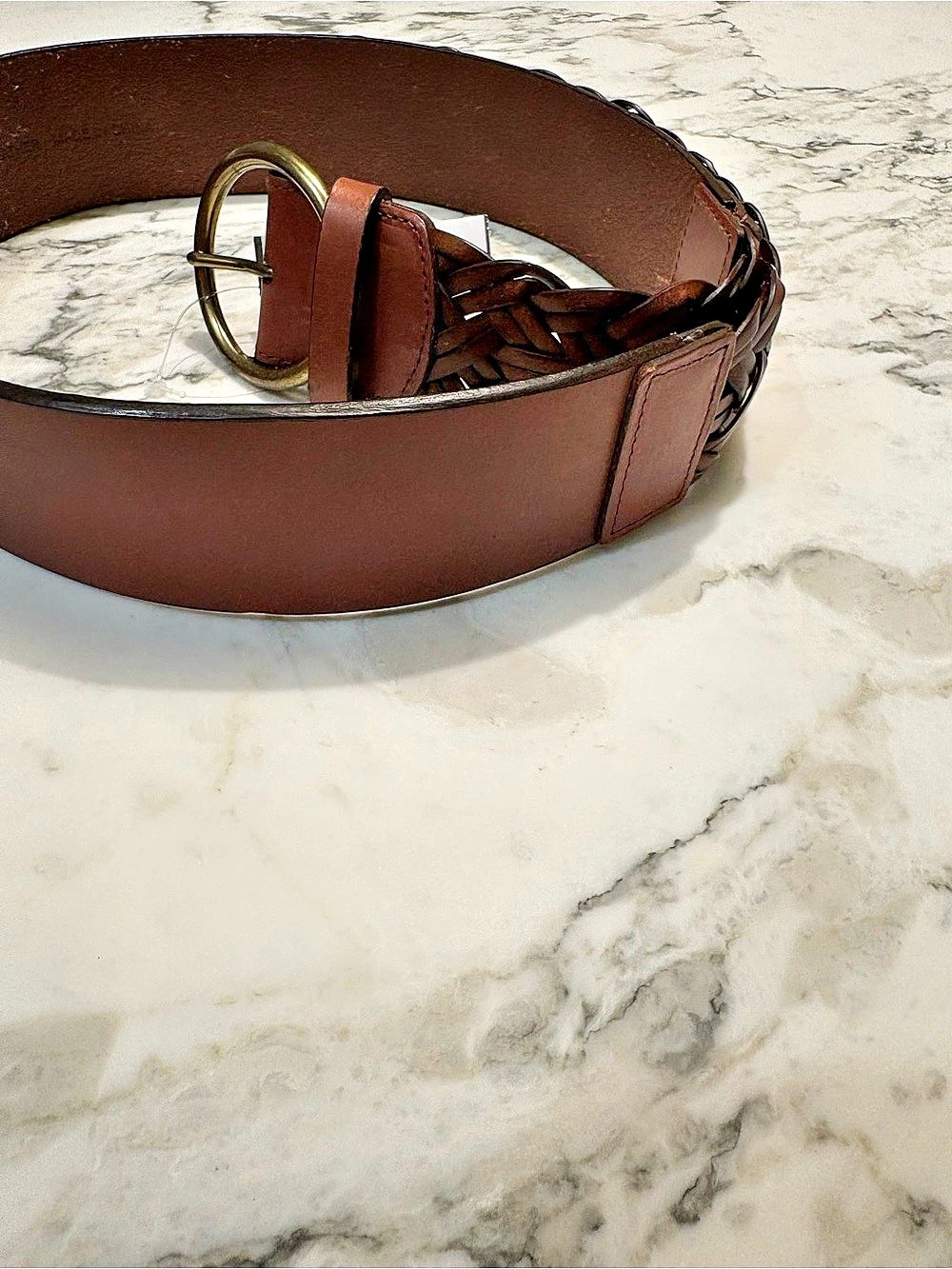LOFT Braided Leather Belt in Brown